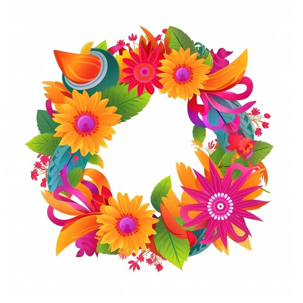 Photo colorful flowers wreath generative ai