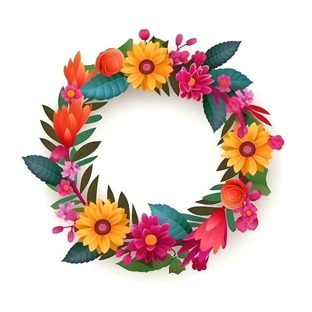 Colorful flowers wreath Generative ai