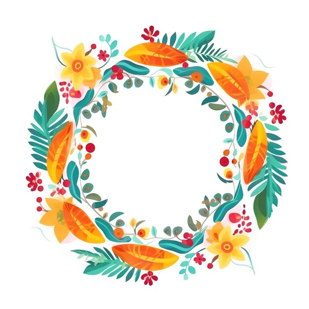 Colorful flowers wreath Generative ai