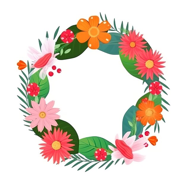 Photo colorful flowers wreath generative ai