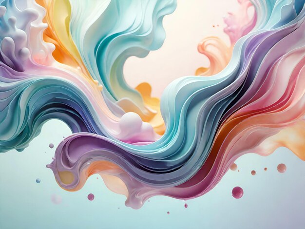 Colorful flowing liquid paint 3d render abstract background