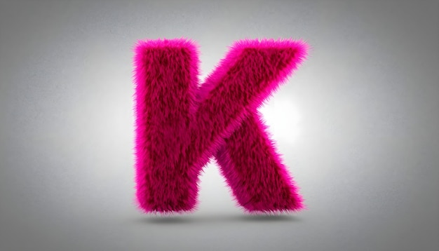 Colorful fluffy 3d letter K