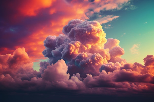 Colorful fluffy clouds