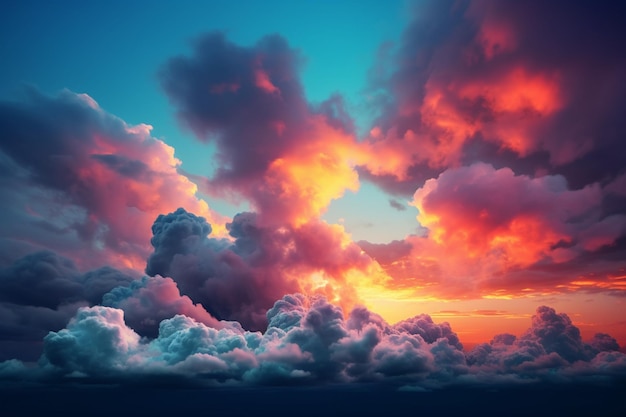 Colorful fluffy clouds