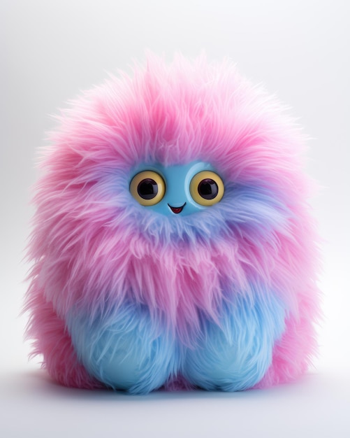 Photo colorful fluffy cute monster doll