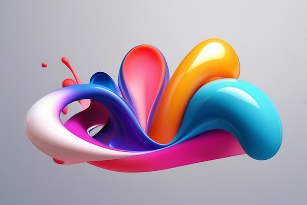 Colorful fluid 3D shapes Abstract liquid gradient elements on light background