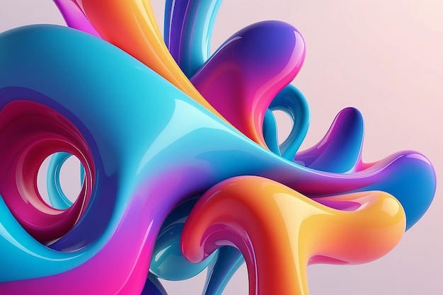 Colorful fluid 3D shapes Abstract liquid gradient elements on light background