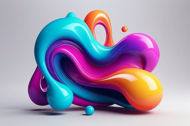 Colorful fluid 3D shapes Abstract liquid gradient elements on light background