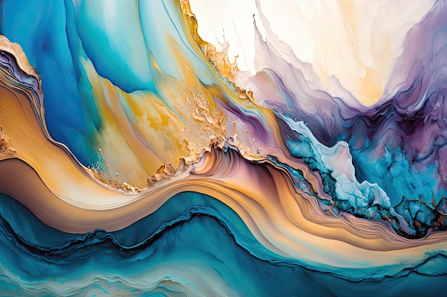 Colorful Fluid Abstract Alcoholic Ink Background