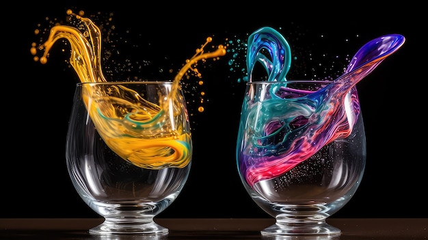 Photo colorful fluid melting on glass