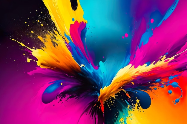Colorful Fluid Paint Splash Abstract Background Artwork generative Ai