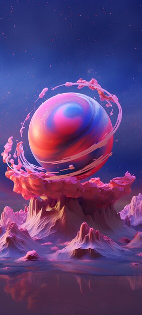 Colorful fluid surrounded by purple and blue clouds