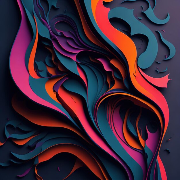 Colorful fluid waves and smoke background