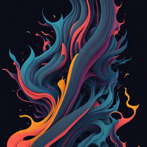 Colorful fluid waves and smoke background