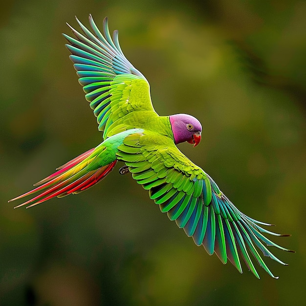 Foto il pappagallo volante colorato il bellissimo uccello macao