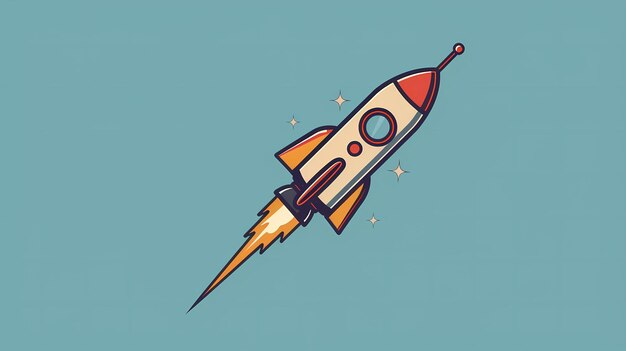 colorful flying rocket background