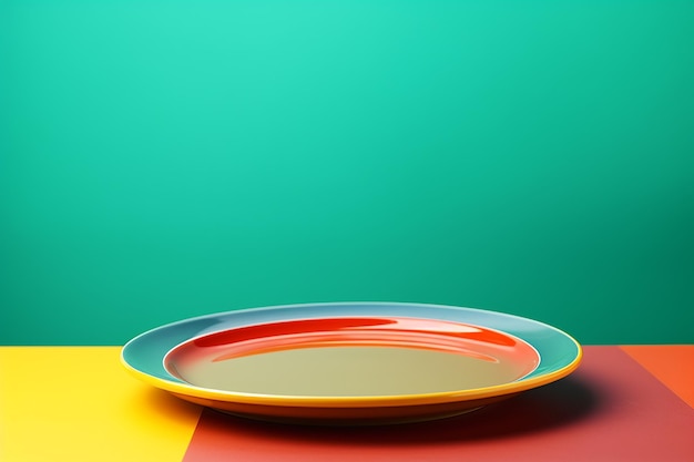 Photo colorful food plate on vibrant background