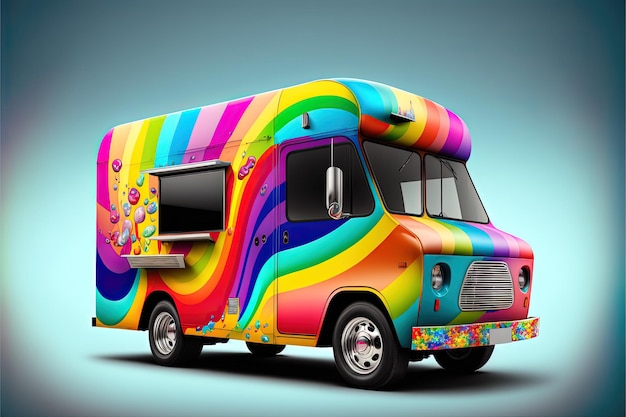 Photo colorful food truck illustration generative ai