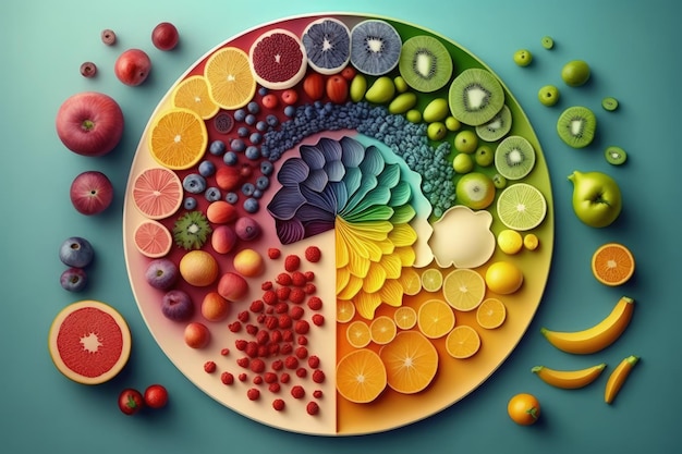 Photo colorful food for weight control