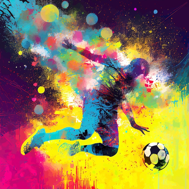 Фото Красочный футболист с мячом