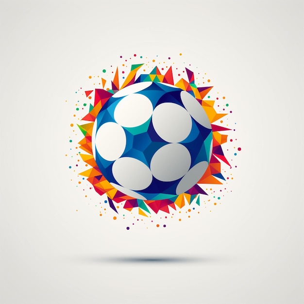 Colorful football soccer ball abstract triangles in the background