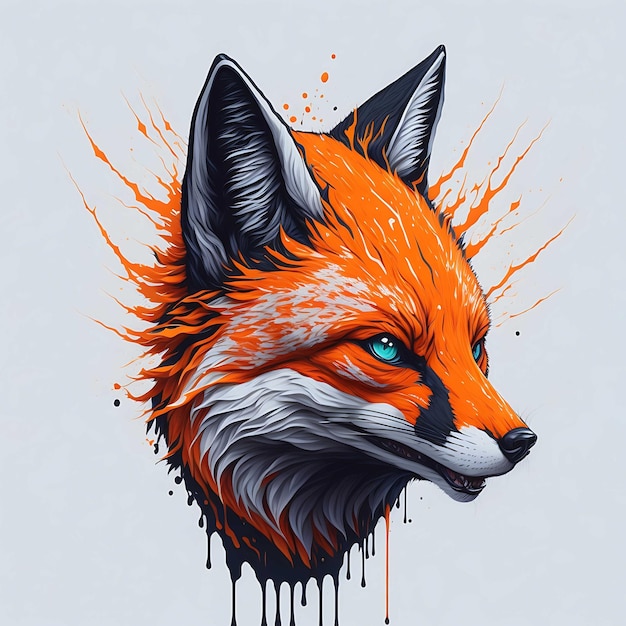 Colorful Fox Head Pop Art Illustration Of A White Background