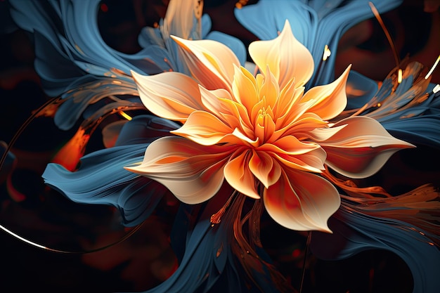 Colorful fractal abstract background flower AI generation