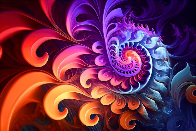 Colorful fractal background Generative AI