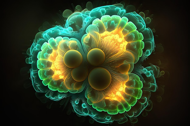 A colorful fractal image of a flower.