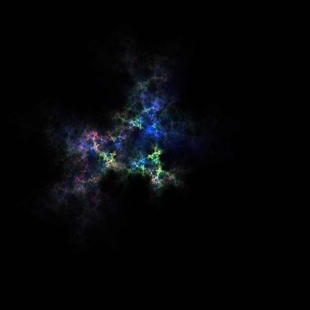 Colorful fractal nebula dust on black background