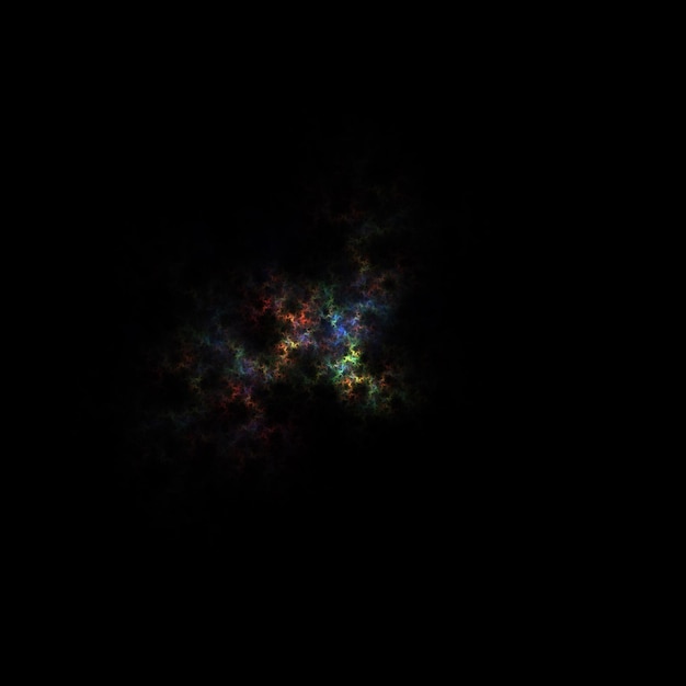 Colorful fractal nebula dust on black background