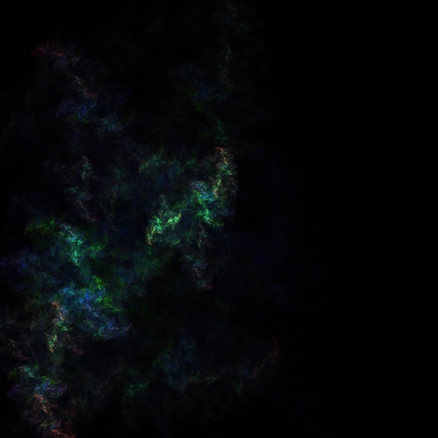 Colorful fractal nebula dust on black background