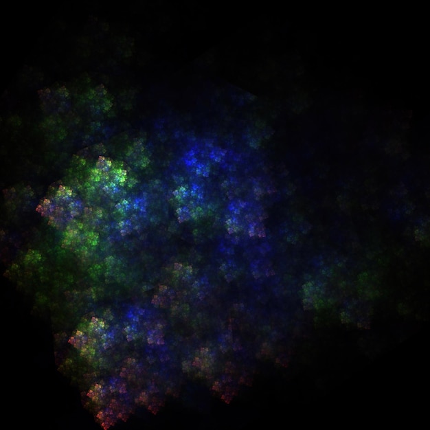 Colorful fractal nebula dust on black background