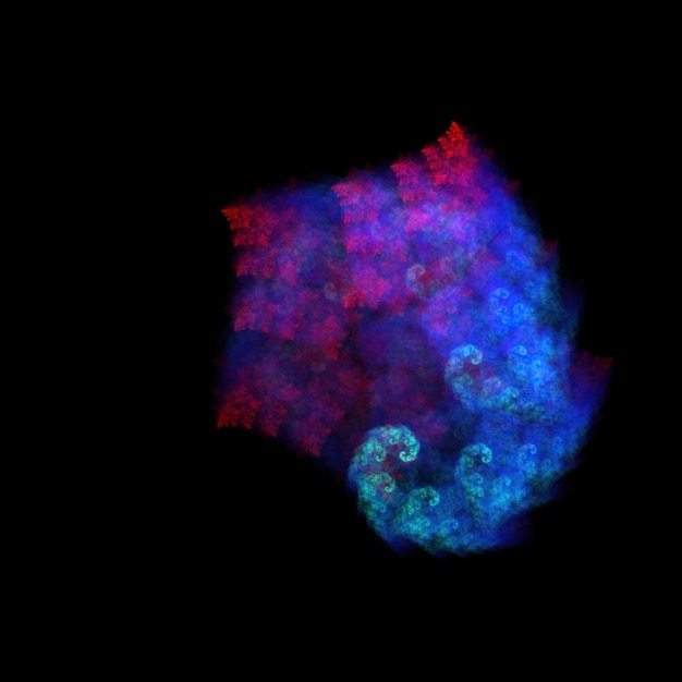 Красочная фрактальная пыль туманности на черном фоне