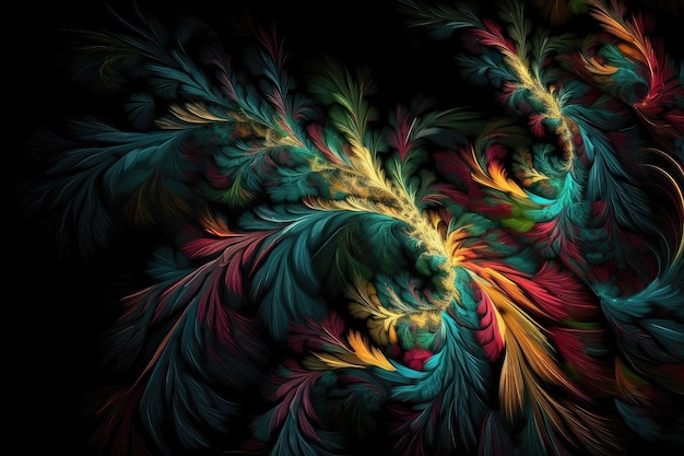 Colorful fractal pattern on black background