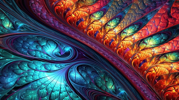 A colorful fractal with a spiral design.