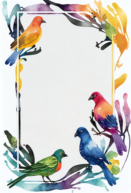 Photo a colorful frame with birds on it and the words 