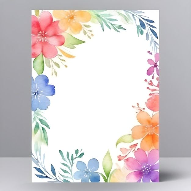 Photo a colorful frame with flowers on it and a picture of a flower