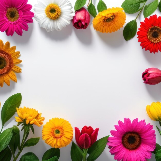 A colorful frame with flowers on it that says " spring ".