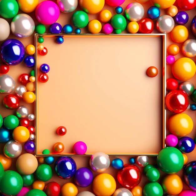 A Colorful Frame with Various Balls