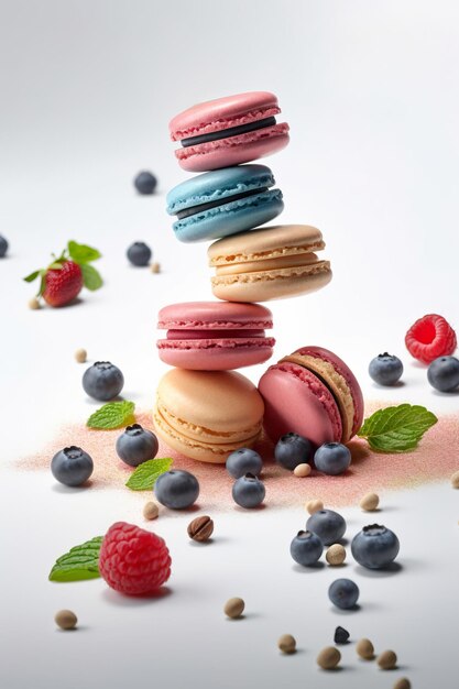 Colorful french macarons background