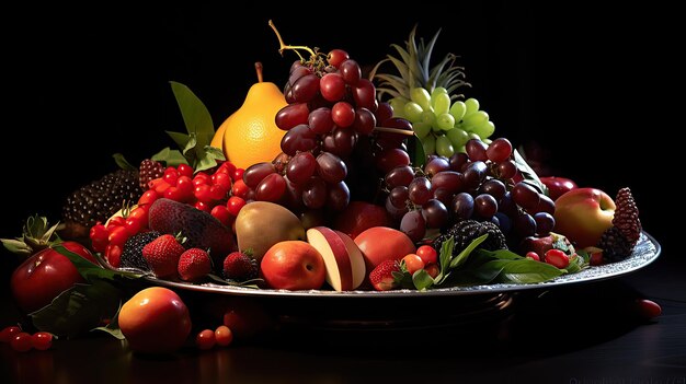Foto frutta fresca colorata su sfondo nero