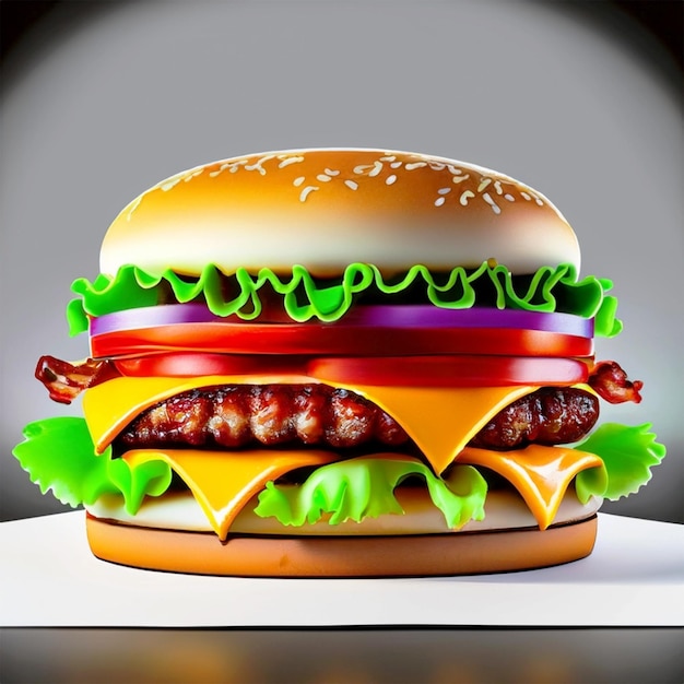 Colorful fresh burger illustration