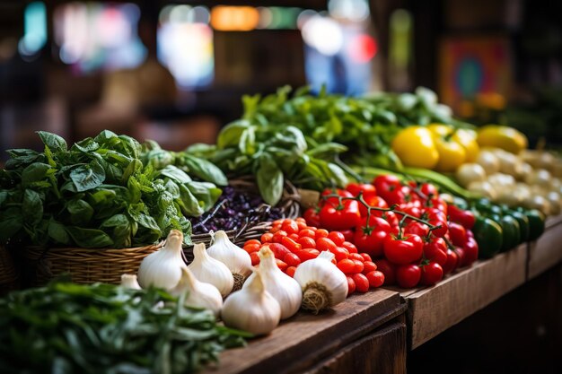 Colorful Fresh Ingredients in an Italian Market Stall