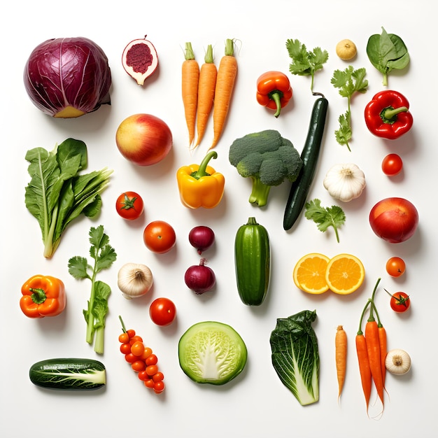 Colorful and Fresh Veggie Assortment Top View Flat Lay for Health Enthusiasts