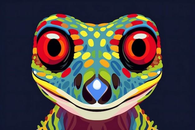 Colorful frog on the dark blue background illustration for your design