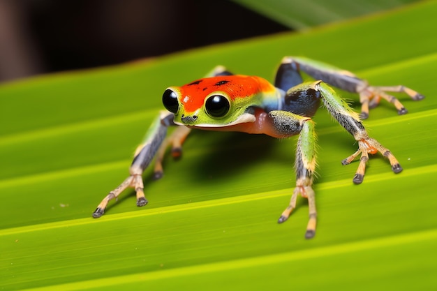 A colorful frog on a leaf