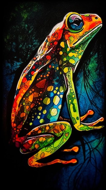 A colorful frog painting by person