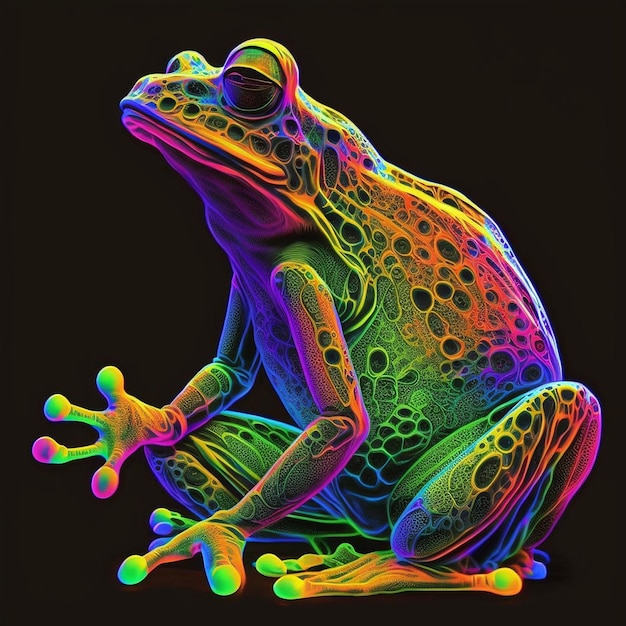 Colorful frog pattern sitting neon color wallpaper AI Generated Image