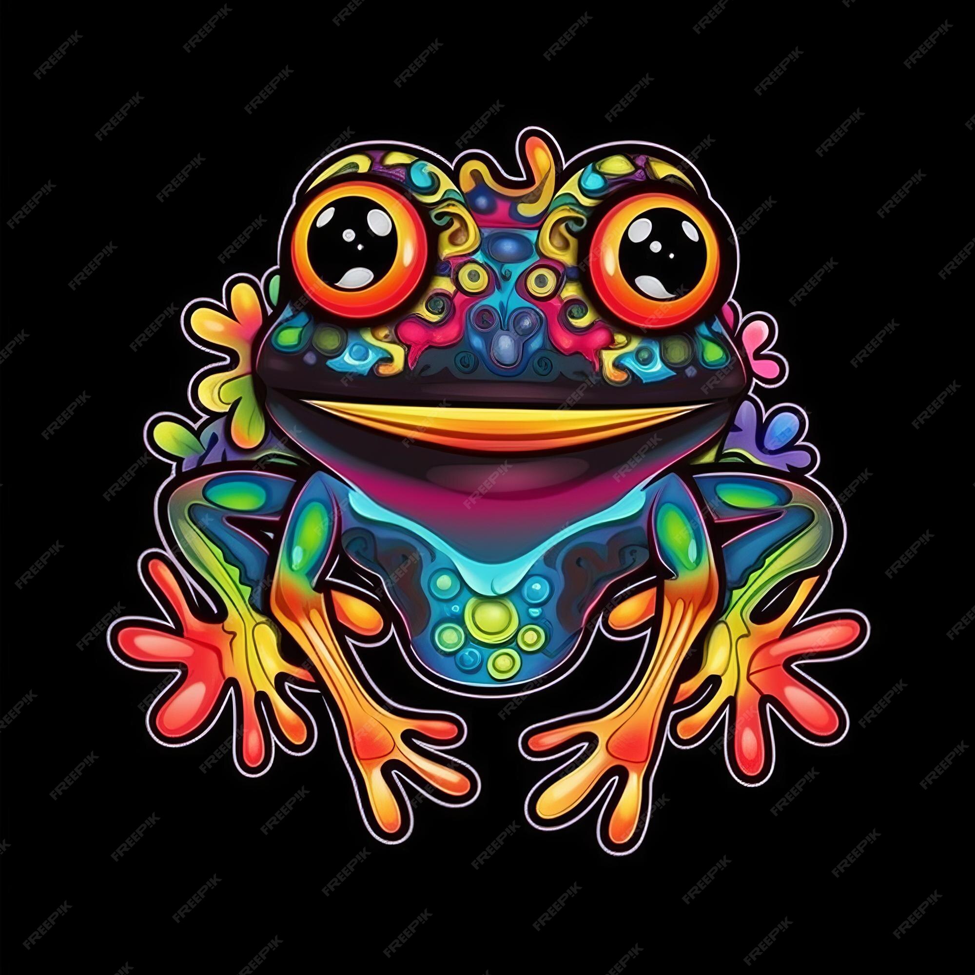 Premium AI Image | A colorful frog with big eyes and a black background
